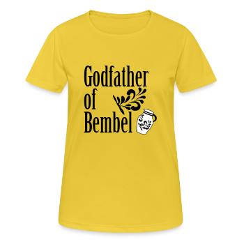 Parrain de Bembel #FrankfurtShirts - T-shirt respirant Femme - jaune soleil - Devant - AI Model Female 172 dark (172cm)