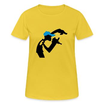 Rappeur - T-shirt respirant Femme - jaune soleil - Devant - AI Model Female 172 dark (172cm)
