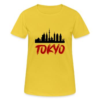 Tokyo Skyline - T-shirt respirant Femme - jaune soleil - Devant - AI Model Female 172 dark (172cm)