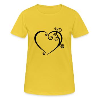 Open Heart - conception créative du cœur - T-shirt respirant Femme - jaune soleil - Devant - AI Model Female 172 dark (172cm)