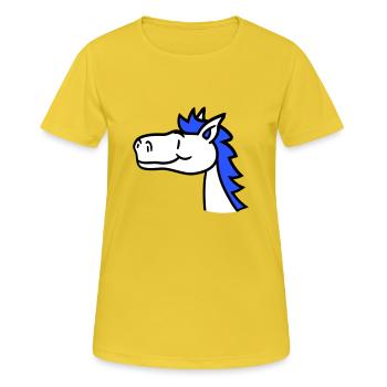 Cheval Mignon Poney Poulain Cheveux longs Mignon Bande dessinée - T-shirt respirant Femme - jaune soleil - Devant - AI Model Female 172 dark (172cm)