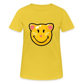 Smiley Cat - Frauen T-Shirt atmungsaktiv - Sonnengelb - Vorne - AI Model Female 172 dark (172cm)