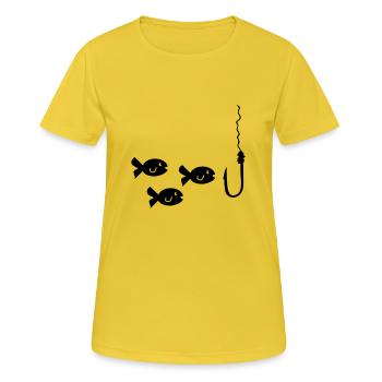 Pêche au poisson - T-shirt respirant Femme - jaune soleil - Devant - AI Model Female 172 dark (172cm)