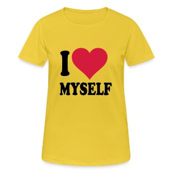 Je m’aime - T-shirt respirant Femme - jaune soleil - Devant - AI Model Female 172 dark (172cm)