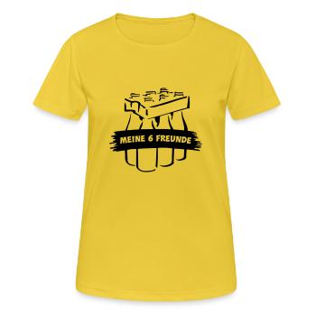 Freunde - Frauen T-Shirt atmungsaktiv - Sonnengelb - Vorne - AI Model Female 172 dark (172cm)