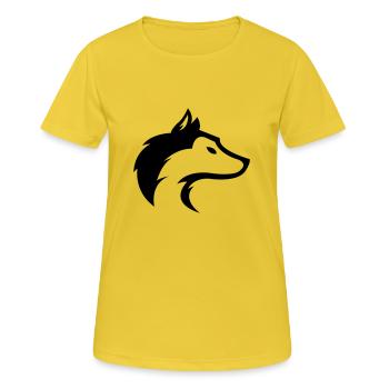 wolf_01 - T-shirt respirant Femme - jaune soleil - Devant - AI Model Female 172 dark (172cm)