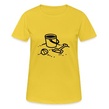 Sandbox - plage - Line - T-shirt respirant Femme - jaune soleil - Devant - AI Model Female 172 dark (172cm)