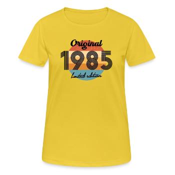 40. Geburtstag 40 Jahre Original 1985 - Frauen T-Shirt atmungsaktiv - Sonnengelb - Vorne - AI Model Female 172 dark (172cm)