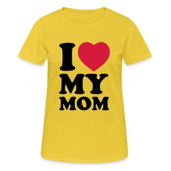 I love my mom - Frauen T-Shirt atmungsaktiv - Sonnengelb - Vorne - AI Model Female 172 dark (172cm)