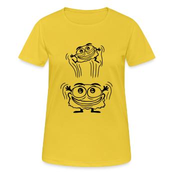Un monstre jette un enfant - T-shirt respirant Femme - jaune soleil - Devant - AI Model Female 172 dark (172cm)