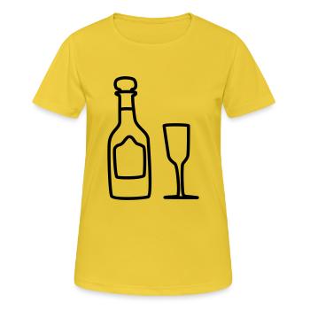 Vin mousseux au verre 1 - T-shirt respirant Femme - jaune soleil - Devant - AI Model Female 172 dark (172cm)
