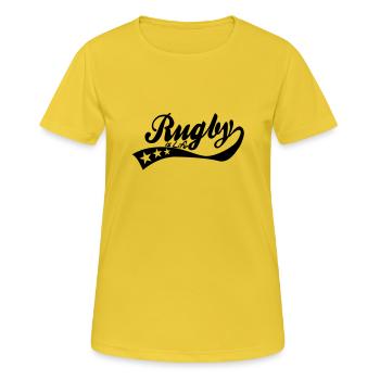 rugby is life - retro - Women's Breathable T-Shirt - sunshine - Front - AI Model Female 172 dark (172cm)