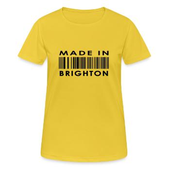 Fait à Brighton - T-shirt respirant Femme - jaune soleil - Devant - AI Model Female 172 dark (172cm)
