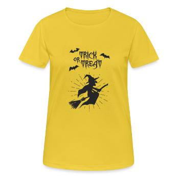 trick Halloween ou sorcière gâterie - T-shirt respirant Femme - jaune soleil - Devant - AI Model Female 172 dark (172cm)