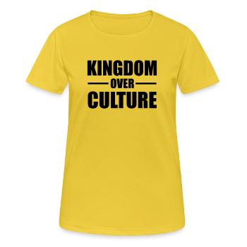 Le royaume avant la culture – Vivez avec audace. Se démarquer. - T-shirt respirant Femme - jaune soleil - Devant - AI Model Female 172 dark (172cm)