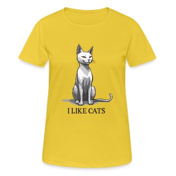 Mag Katzen - Frauen T-Shirt atmungsaktiv - Sonnengelb - Vorne - AI Model Female 172 dark (172cm)