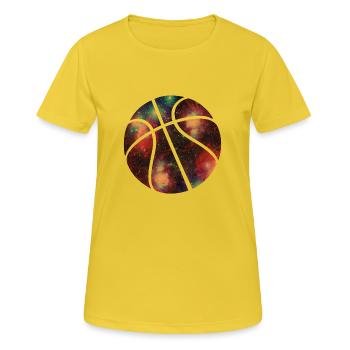 basketball galaxy - Frauen T-Shirt atmungsaktiv - Sonnengelb - Vorne - AI Model Female 172 dark (172cm)