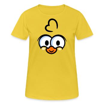 Costume d’animal poulet poussin - T-shirt respirant Femme - jaune soleil - Devant - AI Model Female 172 dark (172cm)