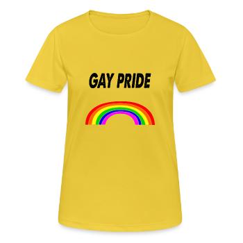 Homosexuell Stolz Flagge - Frauen T-Shirt atmungsaktiv - Sonnengelb - Vorne - AI Model Female 172 dark (172cm)