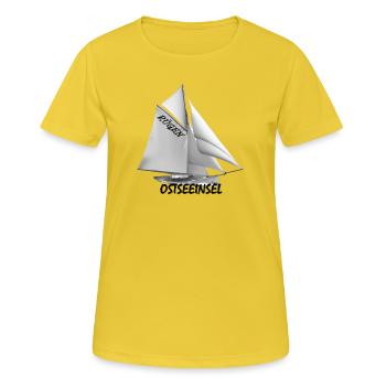 Segelschiff - Frauen T-Shirt atmungsaktiv - Sonnengelb - Vorne - AI Model Female 172 dark (172cm)
