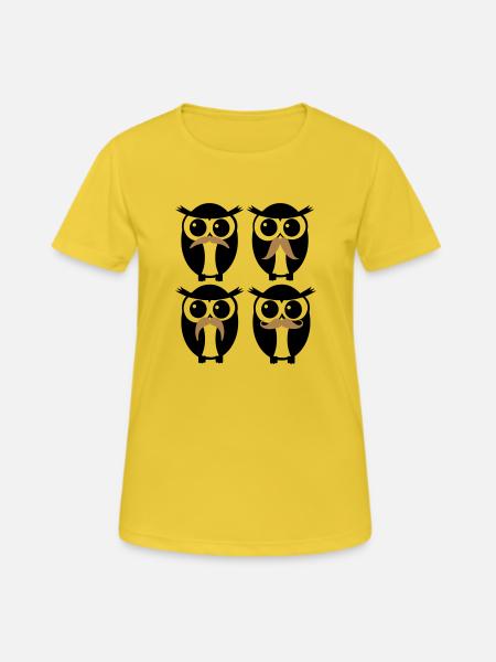 moustache owl - T-shirt respirant Femme - jaune soleil