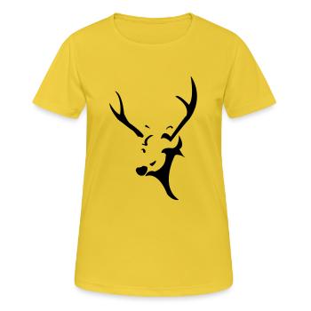 Hirschkopf - Frauen T-Shirt atmungsaktiv - Sonnengelb - Vorne - AI Model Female 172 dark (172cm)