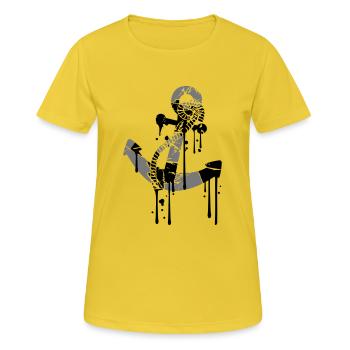 wet anchor tattoo wet drop graffiti tears scratch - Women's Breathable T-Shirt - sunshine - Front - AI Model Female 172 dark (172cm)