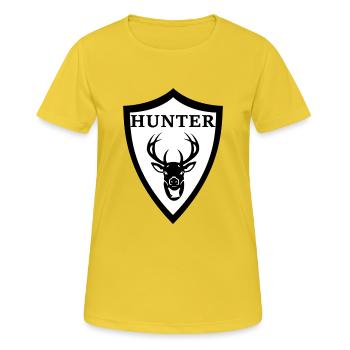 Hunter - Frauen T-Shirt atmungsaktiv - Sonnengelb - Vorne - AI Model Female 172 dark (172cm)