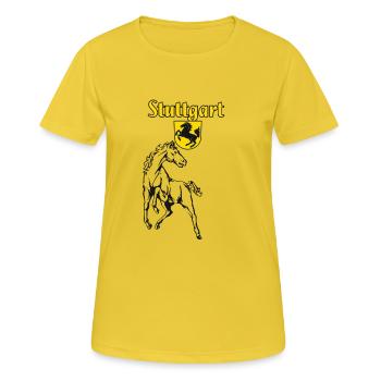 Stuttgart - Frauen T-Shirt atmungsaktiv - Sonnengelb - Vorne - AI Model Female 172 dark (172cm)