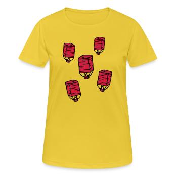 Lanterne céleste Lanterne chinoise Lanterne céleste - T-shirt respirant Femme - jaune soleil - Devant - AI Model Female 172 dark (172cm)