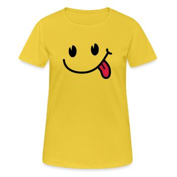 Smiley - Frauen T-Shirt atmungsaktiv - Sonnengelb - Vorne - AI Model Female 172 dark (172cm)