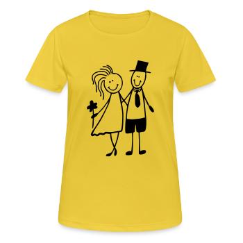 mariée et le marié - T-shirt respirant Femme - jaune soleil - Devant - AI Model Female 172 dark (172cm)