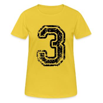 3 - Nummer - Frauen T-Shirt atmungsaktiv - Sonnengelb - Vorne - AI Model Female 172 dark (172cm)