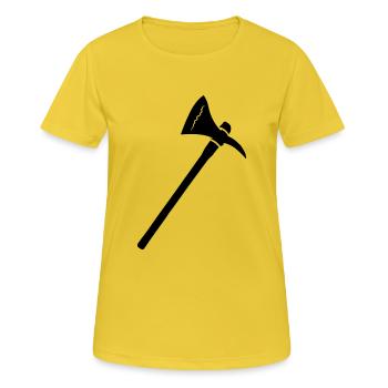 Hache noire Hulkfälleraxt Bûcheron Pioche du bois - T-shirt respirant Femme - jaune soleil - Devant - AI Model Female 172 dark (172cm)