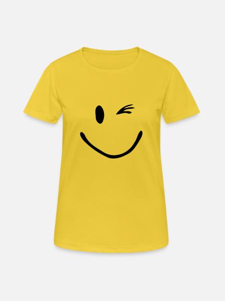 Zwinker Smiley - Frauen T-Shirt atmungsaktiv - Sonnengelb