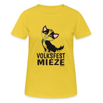 Volksfest Mieze - Frauen T-Shirt atmungsaktiv - Sonnengelb - Vorne - AI Model Female 172 dark (172cm)