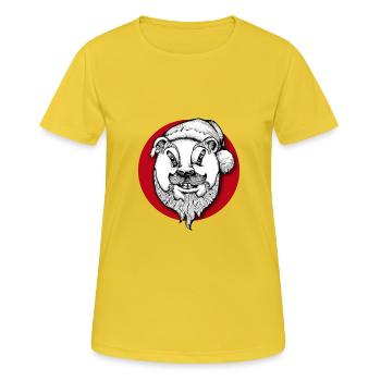 Happy Christmas Design - Frauen T-Shirt atmungsaktiv - Sonnengelb - Vorne - AI Model Female 172 dark (172cm)