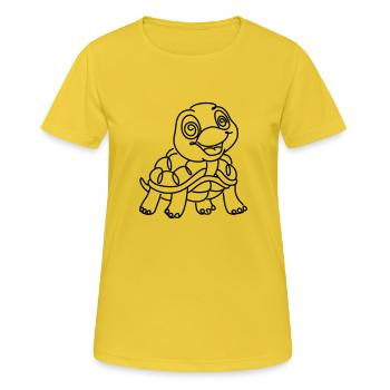 Schildkröte einfarbig - Frauen T-Shirt atmungsaktiv - Sonnengelb - Vorne - AI Model Female 172 dark (172cm)