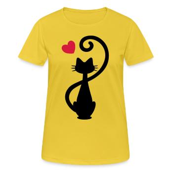 Katze - Katzendame - Cat - Chat - kitty - Frauen T-Shirt atmungsaktiv - Sonnengelb - Vorne - AI Model Female 172 dark (172cm)