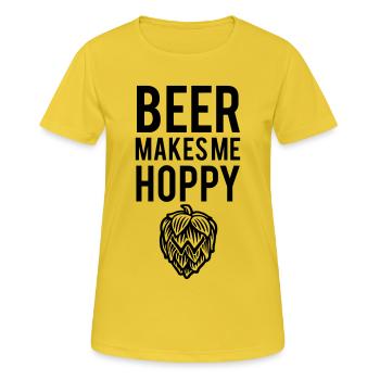 La bière me rend Hoppy - T-shirt respirant Femme - jaune soleil - Devant - AI Model Female 172 dark (172cm)