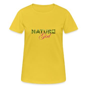 Natur Girl lettering with green texture - Women's Breathable T-Shirt - sunshine - Front - AI Model Female 172 dark (172cm)