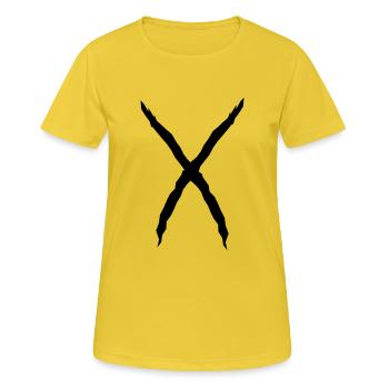 X Shape Letter Cool Scratch Wound Flesh Wound - T-shirt respirant Femme - jaune soleil - Devant - AI Model Female 172 dark (172cm)