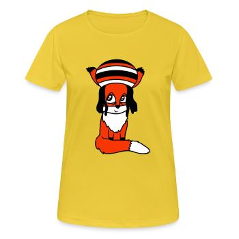 Fuchs Raggae Jamaika Hut Rasta Locken Chill Mütze - Frauen T-Shirt atmungsaktiv - Sonnengelb - Vorne - AI Model Female 172 dark (172cm)
