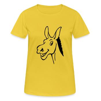 Âne - T-shirt respirant Femme - jaune soleil - Devant - AI Model Female 172 dark (172cm)