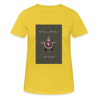 Harpe Madalyası Iron Crescent Gallipoli Star - T-shirt respirant Femme - jaune soleil - Devant - AI Model Female 172 dark (172cm)