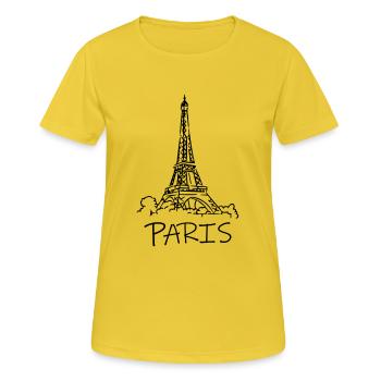 PARIS - Frauen T-Shirt atmungsaktiv - Sonnengelb - Vorne - AI Model Female 172 dark (172cm)