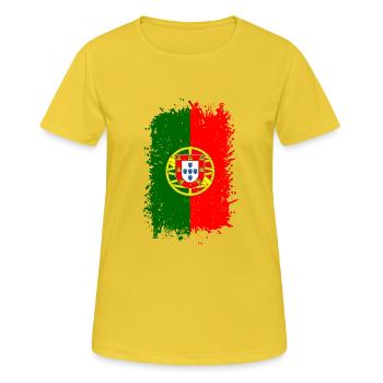 Portugal - Frauen T-Shirt atmungsaktiv - Sonnengelb - Vorne - AI Model Female 172 dark (172cm)