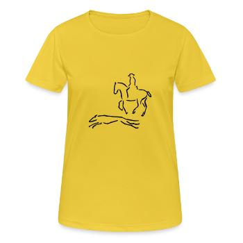 Reiter und Windhund - Frauen T-Shirt atmungsaktiv - Sonnengelb - Vorne - AI Model Female 172 dark (172cm)