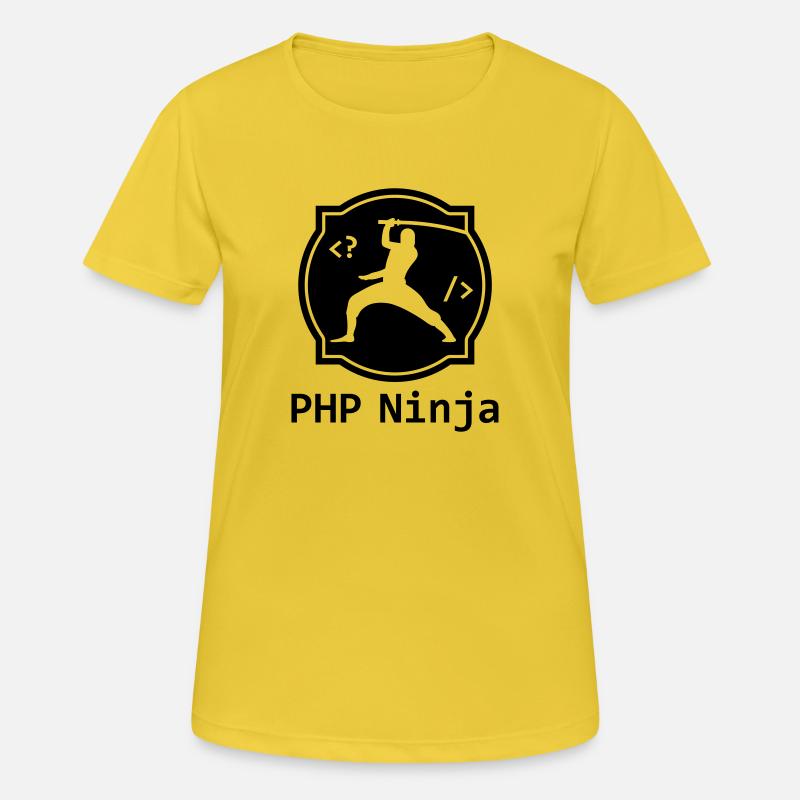 PHP Ninja - PHP Programmierer Coder Nerd Webdesign - Frauen T-Shirt atmungsaktiv - Sonnengelb