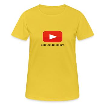 youtube - Frauen T-Shirt atmungsaktiv - Sonnengelb - Vorne - AI Model Female 172 dark (172cm)